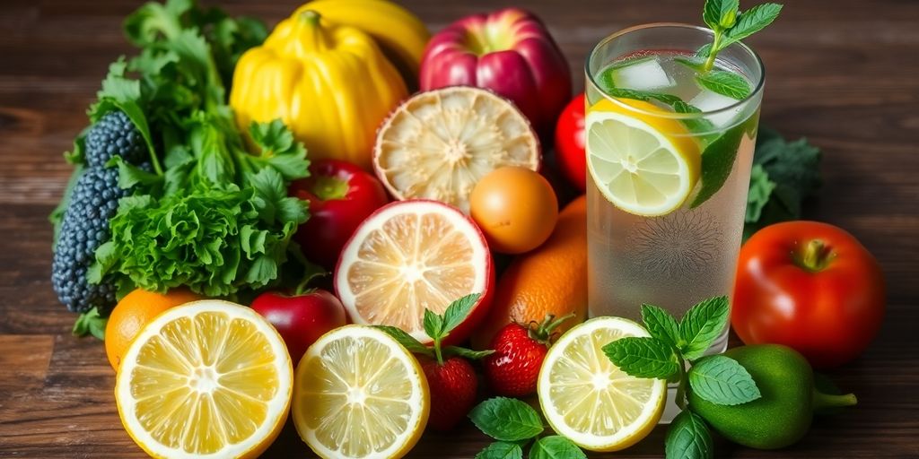 Fresh fruits and vegetables for natural body cleansing.