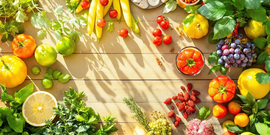 Fresh fruits and herbs for natural energy boost.