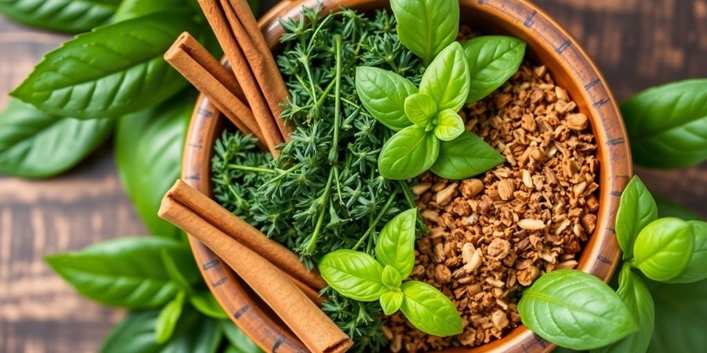 Fresh herbs for natural blood sugar reduction.