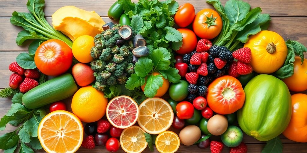 Fresh fruits and vegetables for detoxification and health.