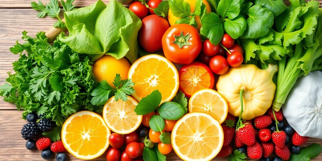 Colorful fruits and vegetables promoting detox and healthy eating.
