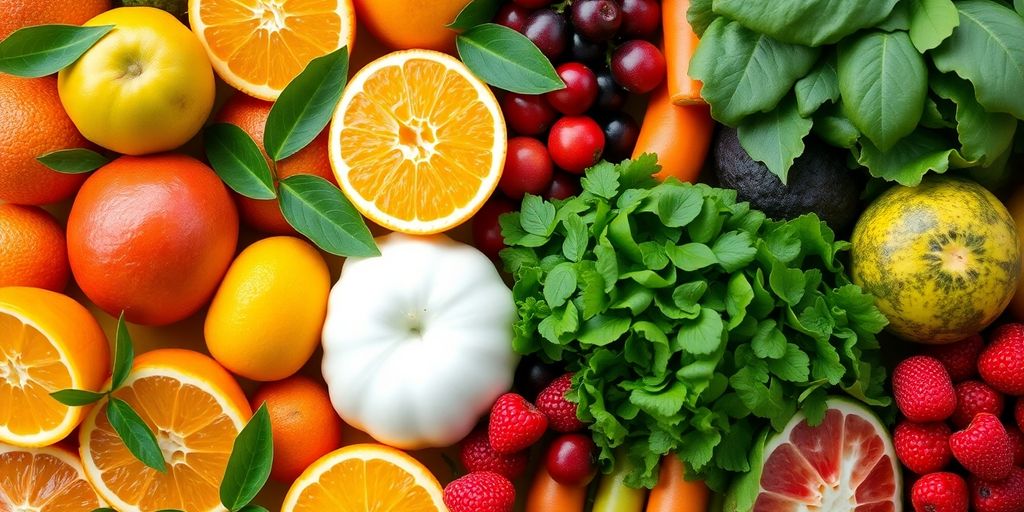 Colorful fruits and vegetables for detoxification and health.
