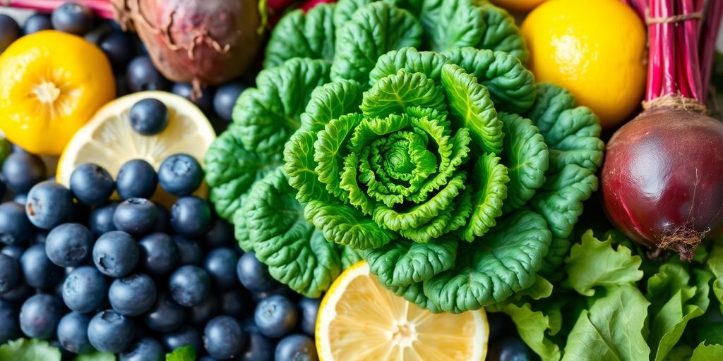 Colorful fruits and vegetables promoting detoxification and health.