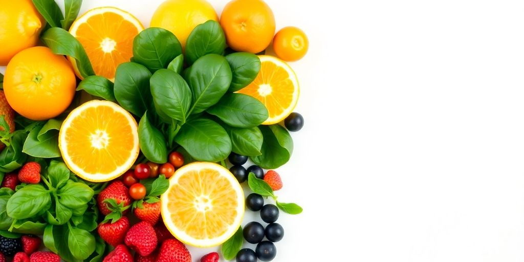 Colorful fruits and vegetables for immune system support.