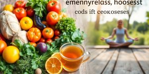 Fresh foods and herbs for natural energy boost.