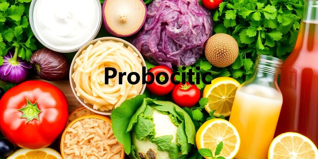 Probiotic foods and ingredients promoting gut health benefits.