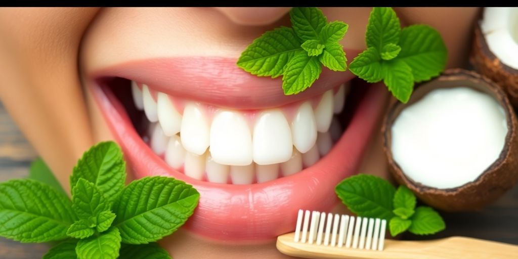 Healthy smile with natural ingredients for tooth care.